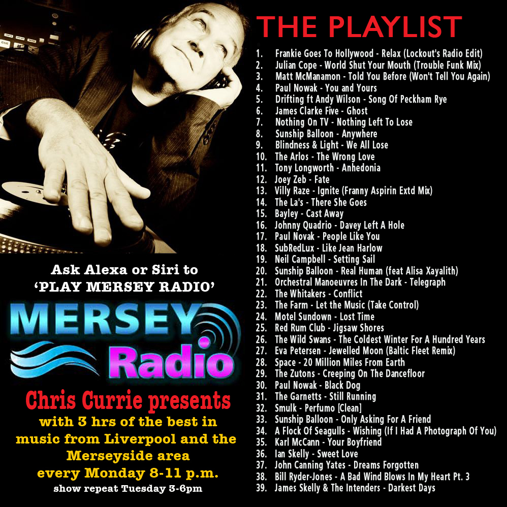 ON AIR IN FIVE MINUTES In case you missed it the show repeats today 3-6pm on @MerseyRadio - check out this tasty playlist! Feat. Artist: @paulnowakmusic & Feat. Album: Real Humans by @SunshipBalloon