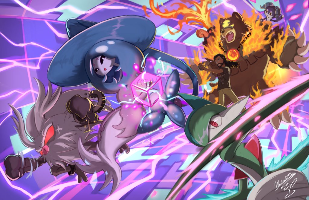 _Stiicky's tweet image. Words cant describe how much I love this team! 
The 6 that I used to go undefeated for my first PC win &amp;amp; my first 6-3 performance! These 6 will always have a spot in my heart (and dark shifu) 

Done by the absolutely amazing @Mochachiiino 🙏🏾 #PokemonDay