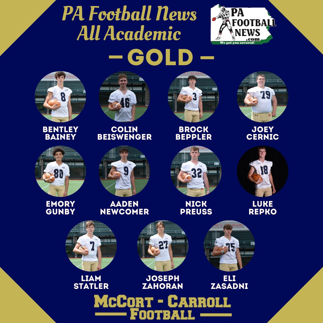 Congratulations to our <a href="/CrusherFootball/">McCort-Carroll Catholic Football</a> student-athletes that made the <a href="/PaFootballNews/">Pennsylvania Football News</a> All-Academic Teams for their performance in the classroom this past fall! #CrusherPride