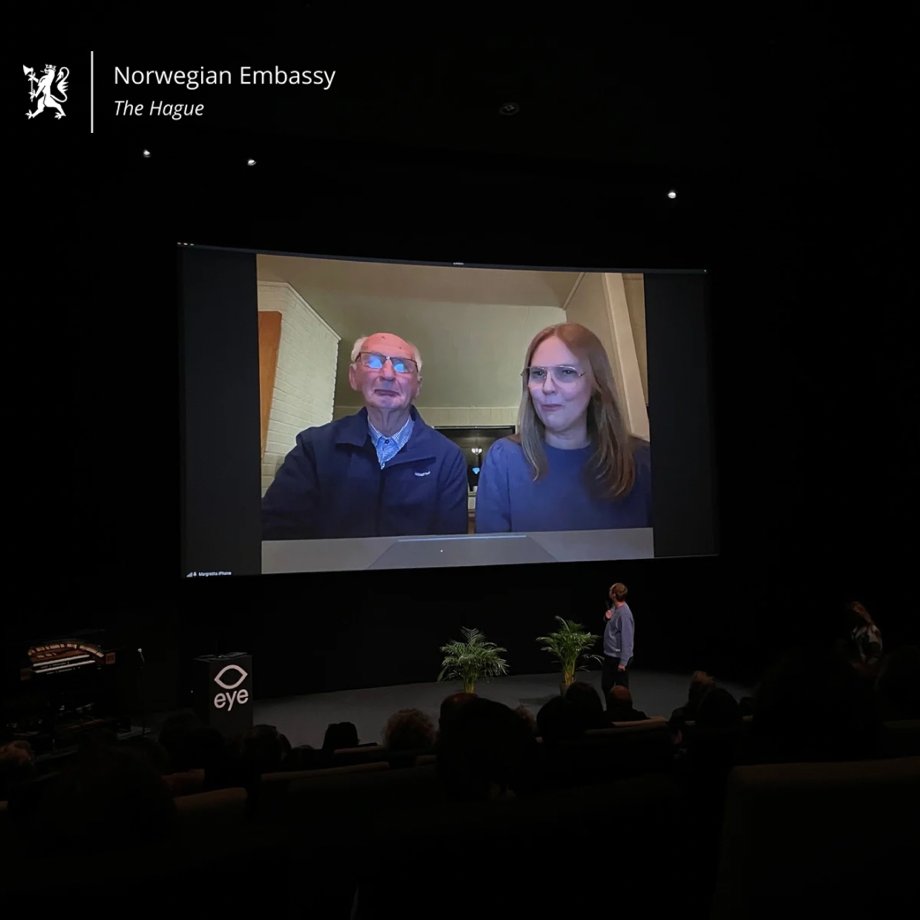 NorwayTheHague's tweet photo. 🎥@NorwayAmbNL kicked off a night with breathtaking Norwegian scenery at the 🇳🇱 premiere of #SongsofEarth in @eyefilm! 
A delight to listen to the Q&amp;A with @margretholin &amp; her father, whose intimate connection with nature we follow throughout the film.
Thank you @bantamfilms! 🙏 https://t.co/oyNoTz2qPr