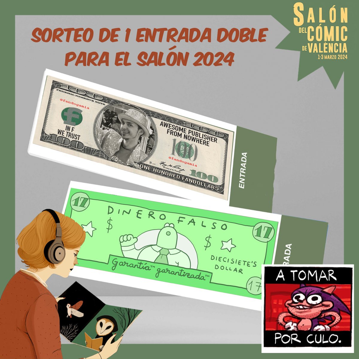 Fandogamia's tweet image. ¡SORTEAMOS UNA ENTRADA DOBLE PARA EL SALÓN DEL CÓMIC DE VALENCIA! Los del evento nos han pasado un texto genérico para copiarlo aquí, pero no sabían con quién estaban jugando. ¡ANARQUÍA!
💩haz RP
💩sigue a @Fandogamia y a @SalonComicVlc 
¡Mañana a las 12:00 damos nombre ganador!