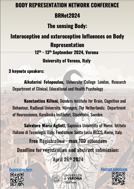 Exciting News! Registrations are now OPEN for #BRNet6 #BRNet2024 🚀 Join us to explore interoceptive and exteroceptive contributions to body representations. 🧑‍🔬 Attendance is free but space is limited! 📆 Save the date: September 12 - 13 🎉check the website for updated info.