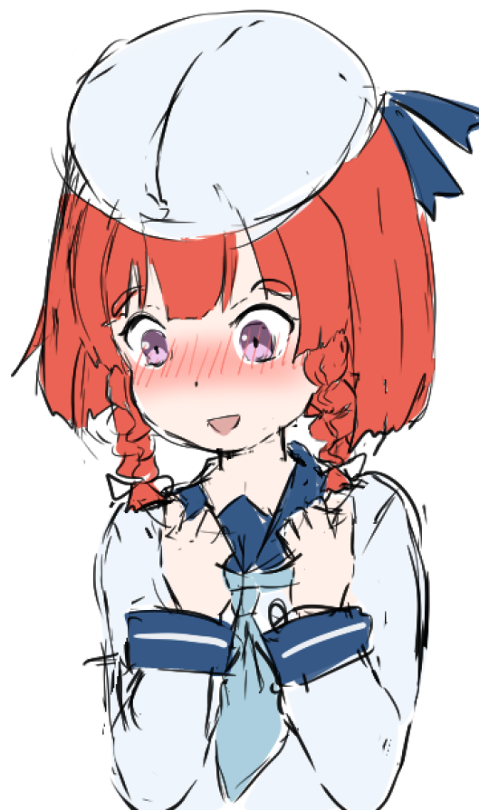 択捉(艦隊これくしょん) 「照れ択捉ちゃん落書き 」|ベルクート@艦これ絵描きのイラスト