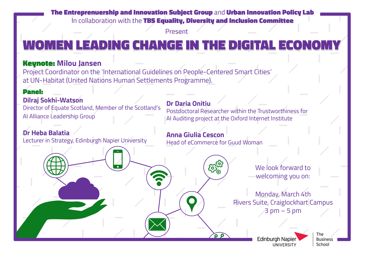 ENU_Unitylab's tweet image. 🎉 Come celebrate #IWD2024 with @ENU_Unitylab and @EdinburghNapier! Join us this Monday, 4th March, at Craiglockhart Campus for our 'Women leading change in the digital economy' event.
Let's celebrate female leaders in tech! 💪
#WomenInTech #DigitalEconomy #Leadership