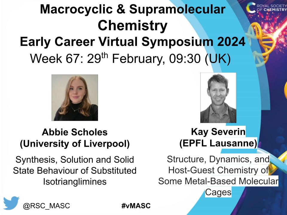 This week vMASC has talks from and Abbie Scholes (Liverpool) @AbbieScholes and Kay Severin (EPFL) @kay_severin speaking Thursday 09:30pm (UK). Register at mascgroup.co.uk/vmasc-4/ to attend!