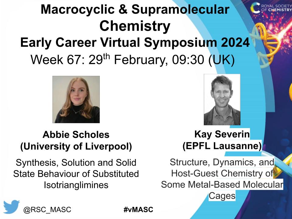 RSC_MASC (@rsc_masc) on Twitter photo This week vMASC has talks from
and Abbie Scholes (Liverpool) <a href="/AbbieScholes/">Abbie Scholes</a> and Kay Severin (EPFL) <a href="/kay_severin/">Kay Severin</a> speaking Thursday 09:30pm (UK). Register at mascgroup.co.uk/vmasc-4/ to attend! This week vMASC has talks from
and Abbie Scholes (Liverpool) <a href="/AbbieScholes/">Abbie Scholes</a> and Kay Severin (EPFL) <a href="/kay_severin/">Kay Severin</a> speaking Thursday 09:30pm (UK). Register at mascgroup.co.uk/vmasc-4/ to attend!