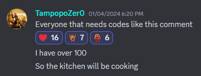 One thing we like most about the group is that we care that others cook and eat.

Thanks to <a href="/TampopoZero/">Tampopo 🐉 $MON $BLOCK</a> for sharing a lot of <a href="/monprotocol/">MON Protocol 🐉 $MON</a> <a href="/Pixelmon/">Pixelmon 🔺</a> codes with us. 

Instead of using all the codes for himself or selling them, he had the good heart to share them with the group.🤍