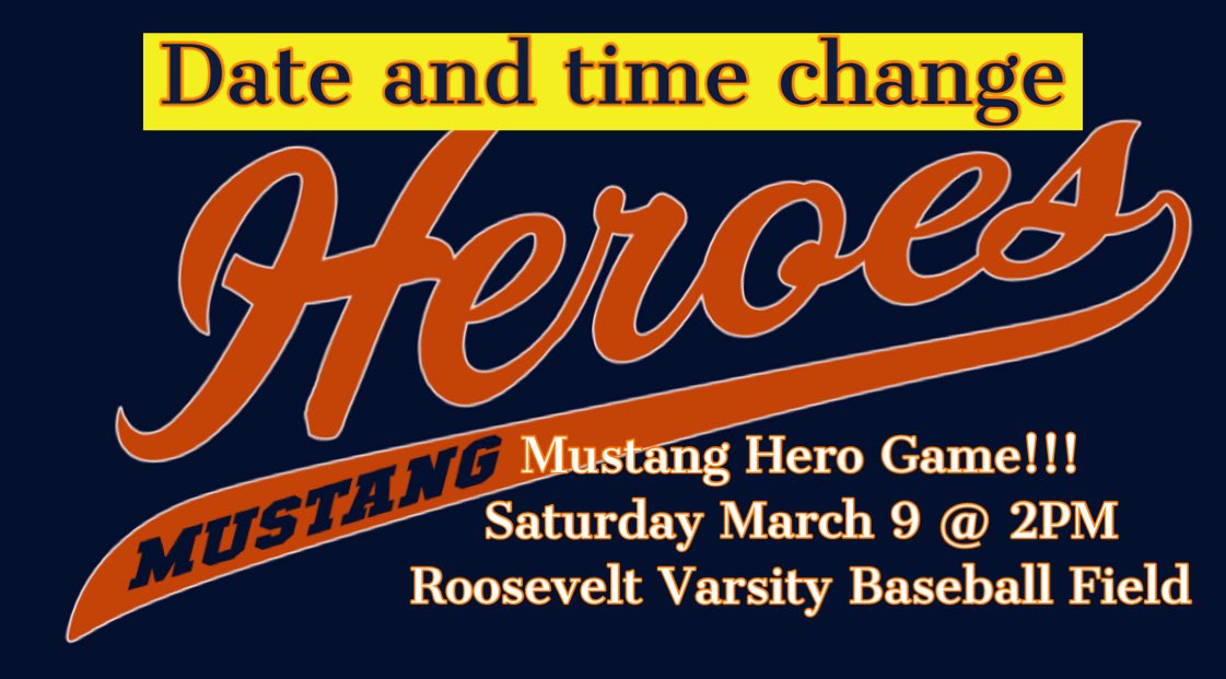 Sorry for another change but Mother Nature is not cooperating… HERO GAME RESCHEDULED FOR SATURDAY MARCH 9 at 2pm @ERHSOfficial