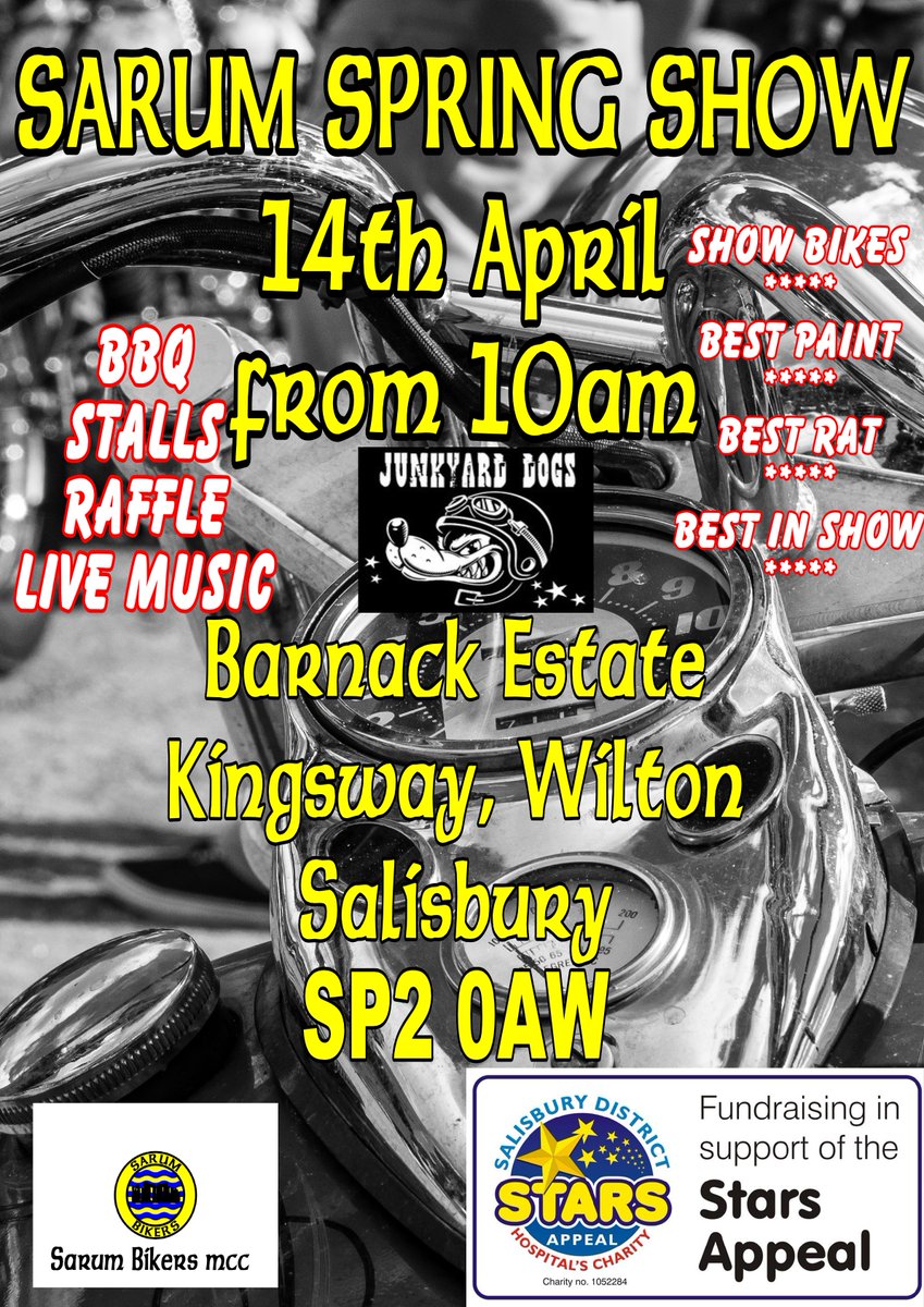 A big thank you to Sarum Bikers Mcc for supporting us once again at their upcoming Spring Show, which is taking place on Sunday 14th April 🏍 They are also supporting us at their Ride For Wards event later in the year on Sunday 21st July.