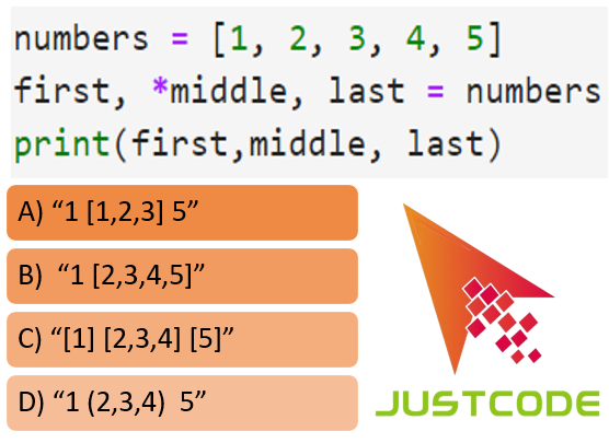 JJustc0de's tweet image. 🐍 Python Quiz Time! 🤔💡

Question: List Unpacking

Given the following #Python code: (Image)

Comment your answer below! 🚀💡 #PythonQuiz #CodingConcepts #ListUnpacking #programming #100daysofcodechallenge #100DaysOfCode