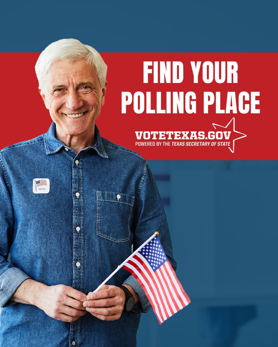 Early voting and election day polling locations can be found by visiting votetexas.gov. Please note that polling place hours vary at each early voting location. Find the direct link here -> teamrv-mvp.sos.texas.gov/MVP/mvp.do