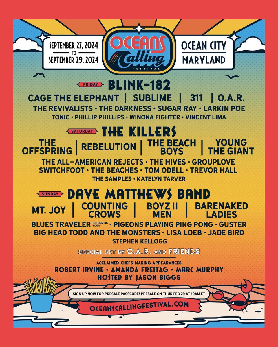 Just announced! Dave Matthews Band will headline <a href="/OceansCallingMD/">Oceans Calling Festival</a> in September! 

#dmb #davematthewsband #davematthews #dmbgorgecrew #dmbgc #gorgecrew
