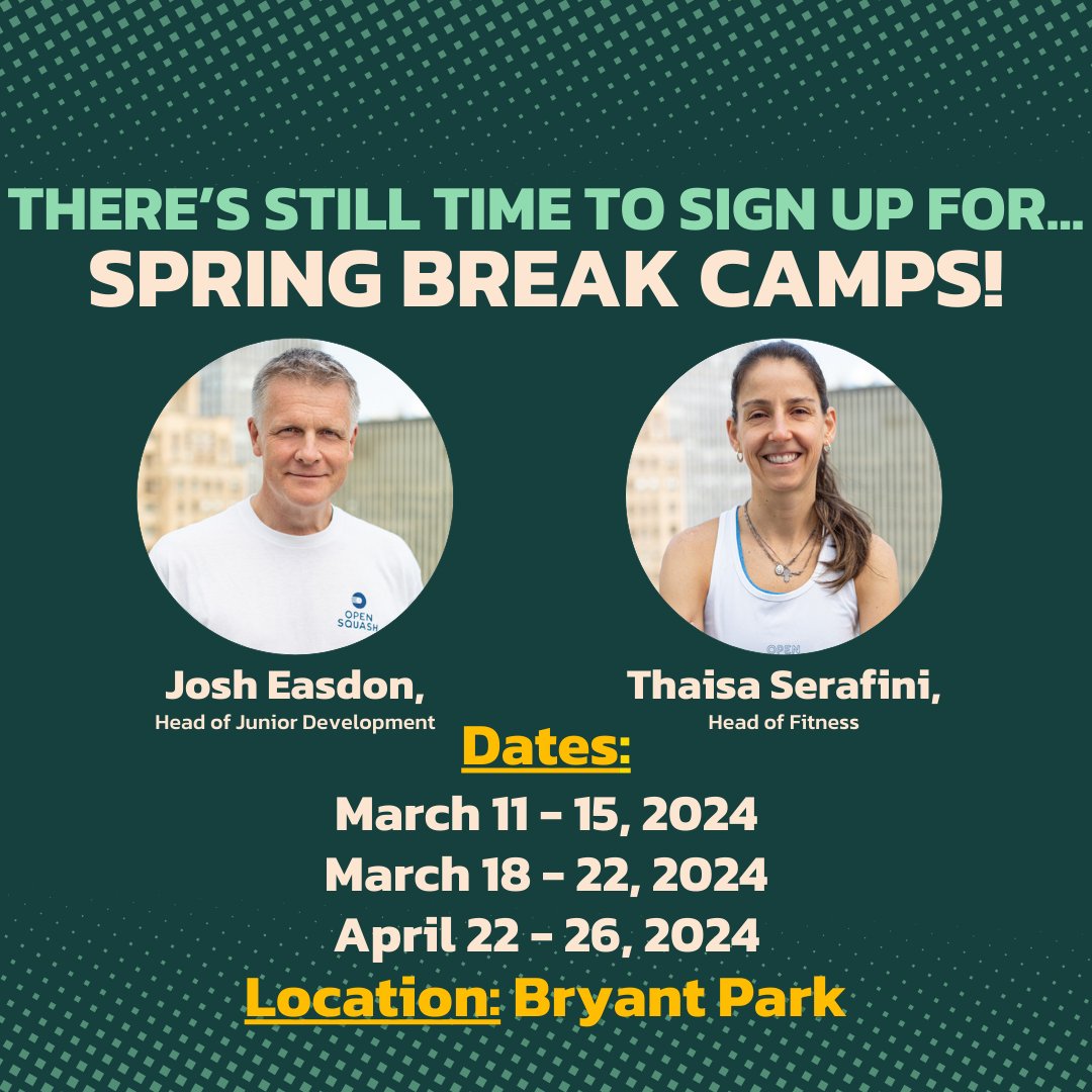 👊🏻Don't miss out this Spring Break!🌴There's still time to join our Spring Break Camps led by none other than coaches Josh Easdon, Head of Junior Development, and Thaisa Serafini, our Head of Fitness!🏋️‍♀️Secure your spot by clicking the link in our bio!💥 See you on court!
