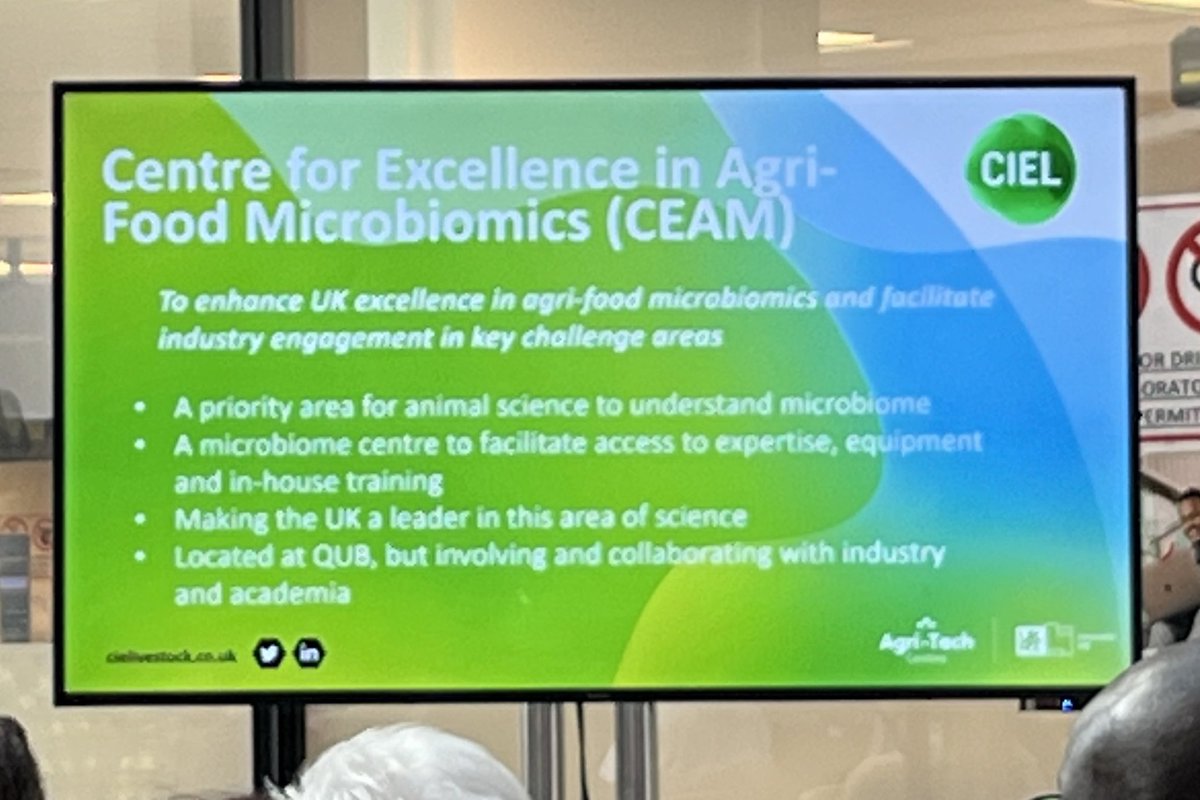simondocvet's tweet photo. Absolutely thrilled to be at the launch of the Centre of Excellence in #AgriFood #Microbiomics #CEAM at @QUBelfast! Congrats @sharonhuws! 👌👏

@QUBbioscience @QUBIGFS https://t.co/8sSN6Viqzc