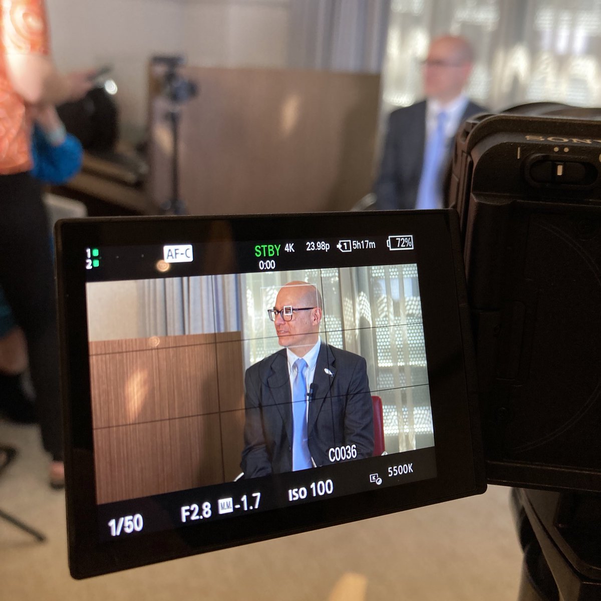 He’s ready for his close up! Pew’s <a href="/Ernesto_FerMon/">Ernesto Fernandez Monge</a> being interviewed for part 2 of the ‘Change Makers’ documentary about the historic <a href="/WTO/">WTO</a> Agreement on Fisheries Subsidies. 

#StopFundingOverfishing