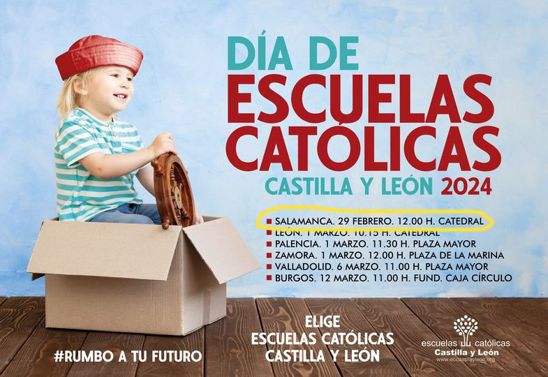 ✅Los colegios católicos de Salamanca conmemorarán este jueves, 29 de febrero, el Día de <a href="/escacyl/">Escuelas Católicas Castilla y León 🧡</a>, con una eucaristía en la Catedral Vieja, a las 12:00 h., que será presidida por el obispo diocesano, Mons. José Luis Retana. 
#RumboATuFuturo #SoyEscuelaCatólica