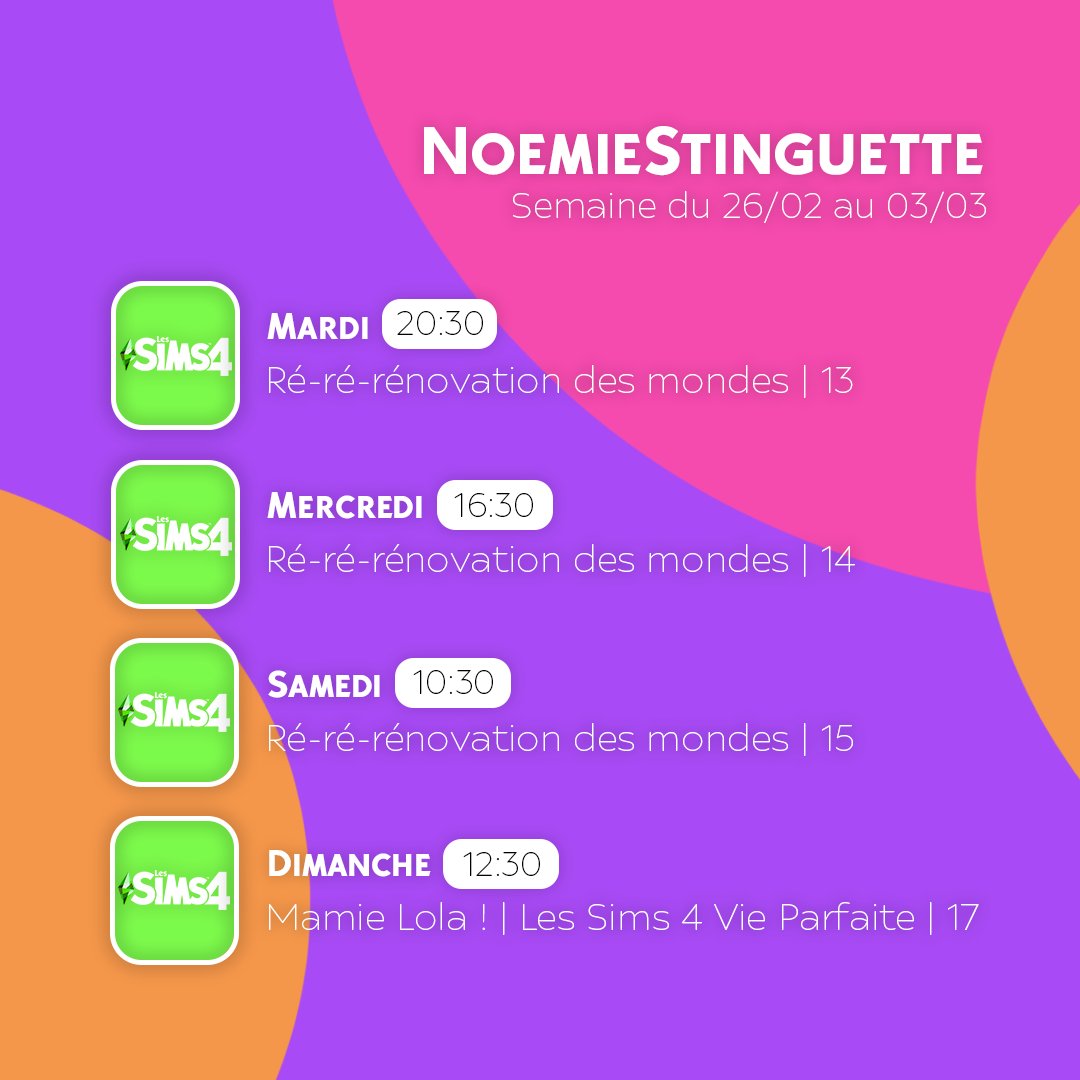 C'est l'heure du planning ! Encore plein de Sims et de rénovation, on devrait commencer demain le manoir des Gothik si tout se passe bien ! 👀
Et ce soir on termine la maison des colocataires puis on fait (si on a le temps) un petit parc sur le dernier terrain vide ! ⏰