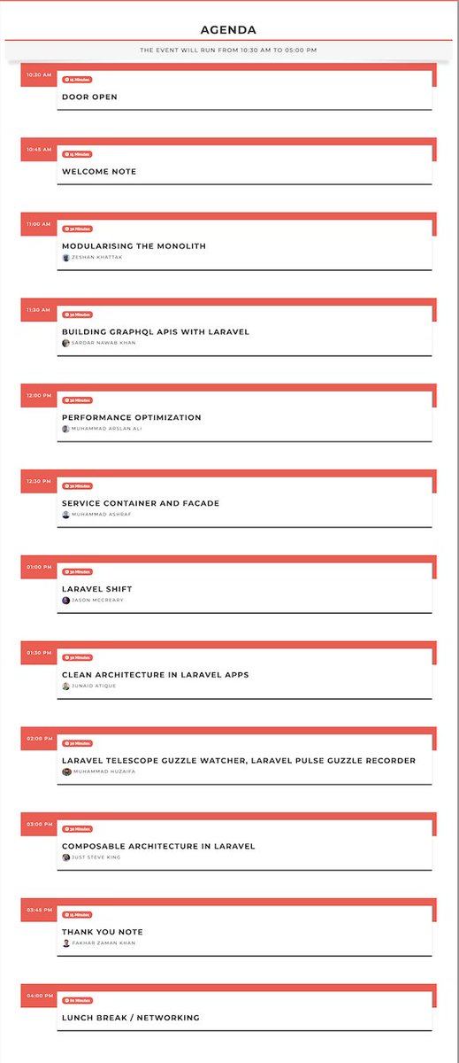 fakharkhan's tweet photo. Laravel Live Pakistan Schedule
Excited to unveil the much-anticipated agenda for @laravellivepk . Dive into a day filled with insightful talks, interactive workshops, and unparalleled networking opportunities designed for developers, by developers. https://t.co/fx2fTJeFyb