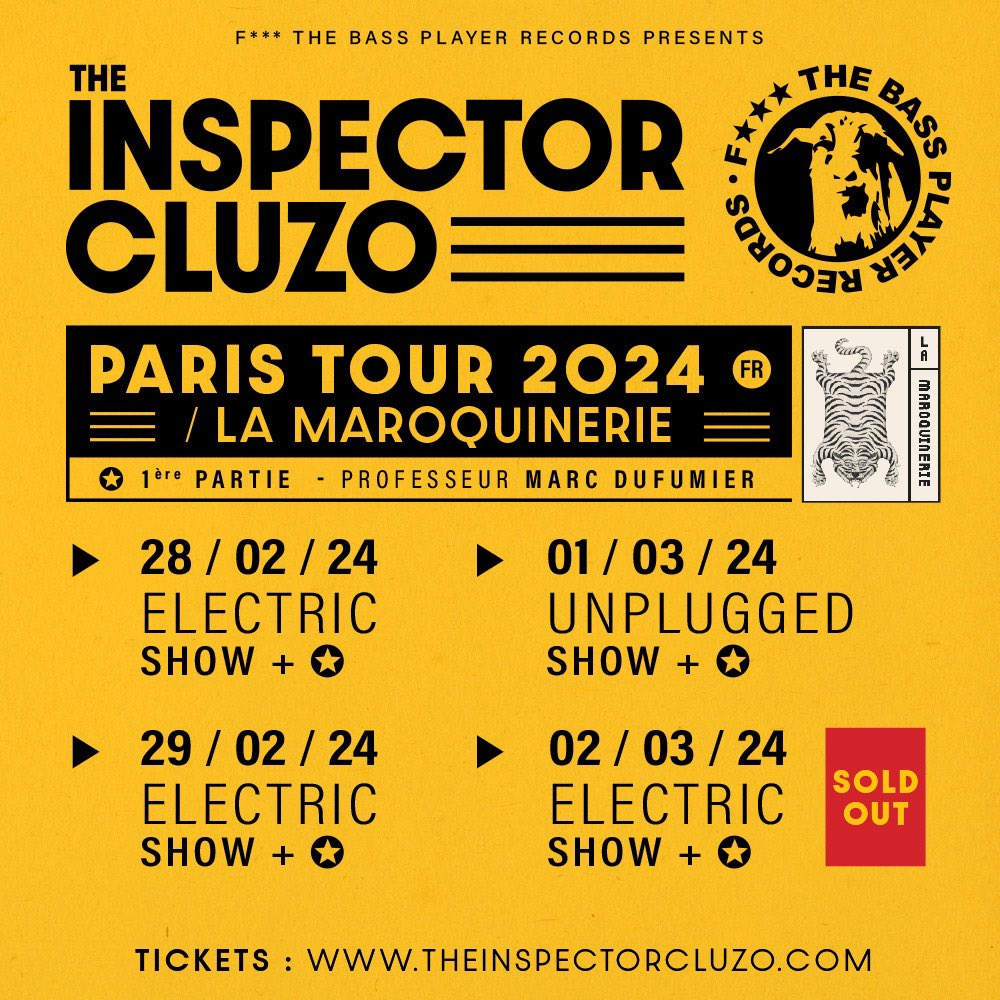 .@inspectorcluzo’s very special run of shows in Paris at @lamaroquinerie will start tomorrow!