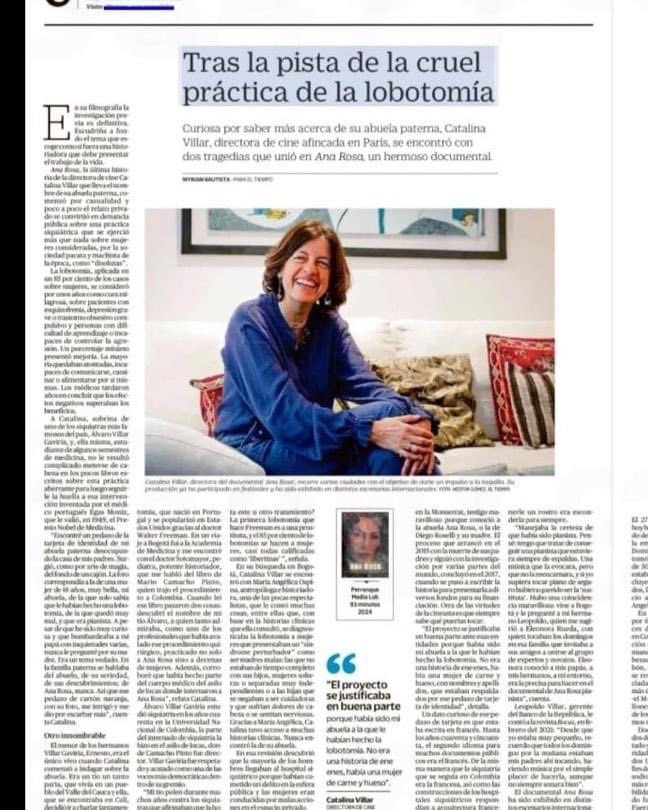En <a href="/ELTIEMPO/">EL TIEMPO</a> una entrevista con Catalina Villar, directora del documental “Ana Rosa”: