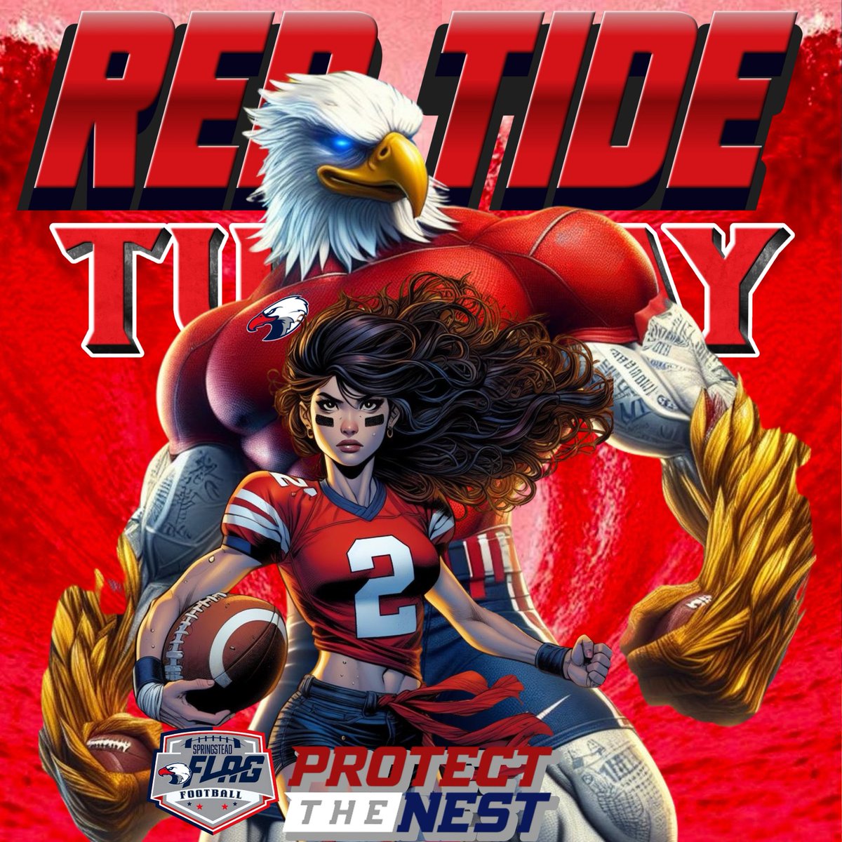 🏈 Tonight under the lights: Flag Football takes on The Hurricanes From Citrus! JV kicks off at 6:30, followed by Varsity at 7:30. Wear red for Red Tide Tuesday and show your support for your Lady Eagles! Parking 🅿️ for this event is available at the Mariner lot.
#ProtectTheNest