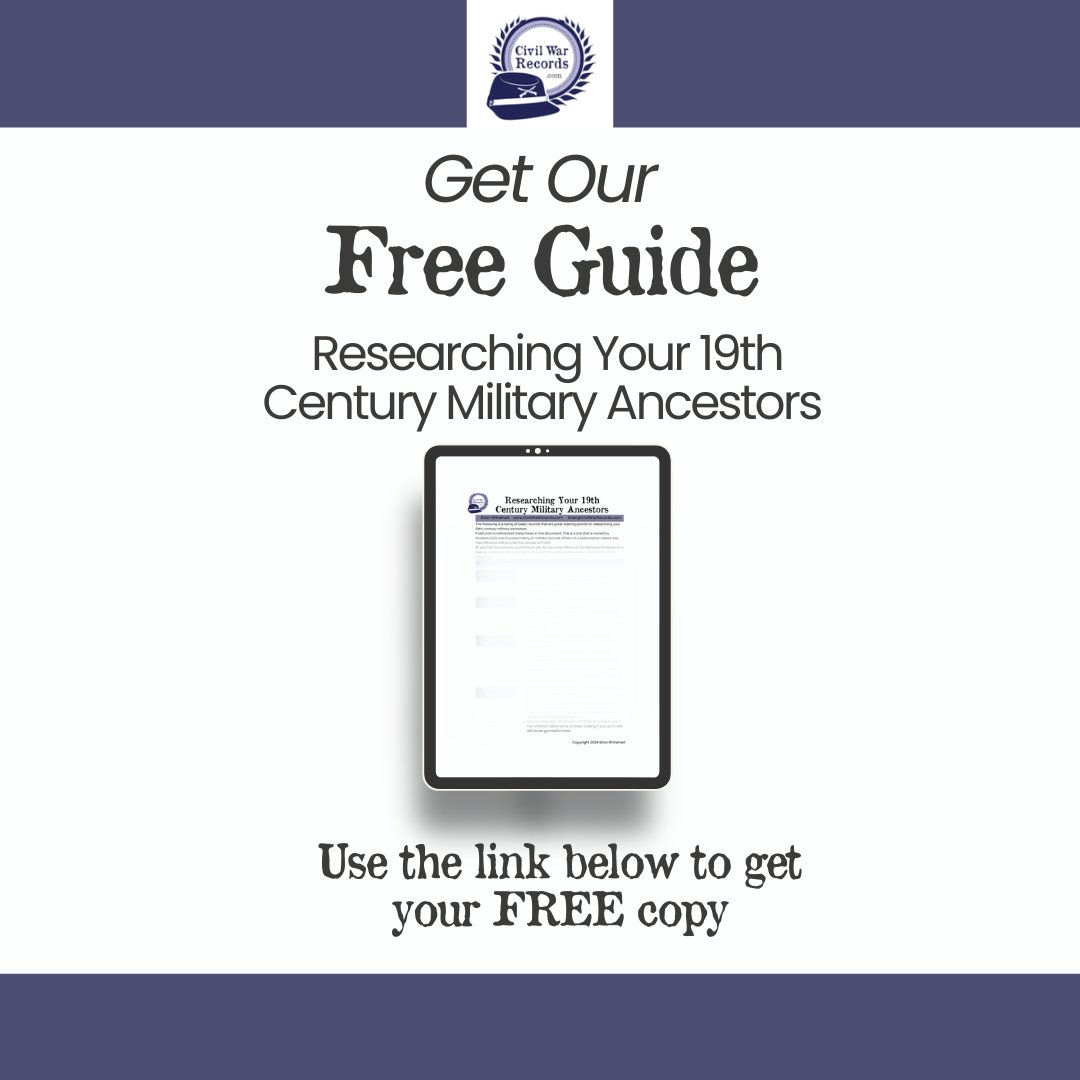 Did your ancestor fight in the Civil War
(or another 19th-century conflict)?
Uncover their story with my FREE guide to researching
19th-century military ancestors!

civilwarrecords.com/pages/freestuff

#CivilWarRecords  #WarOf1812 #FamilyHistory #Genealogy