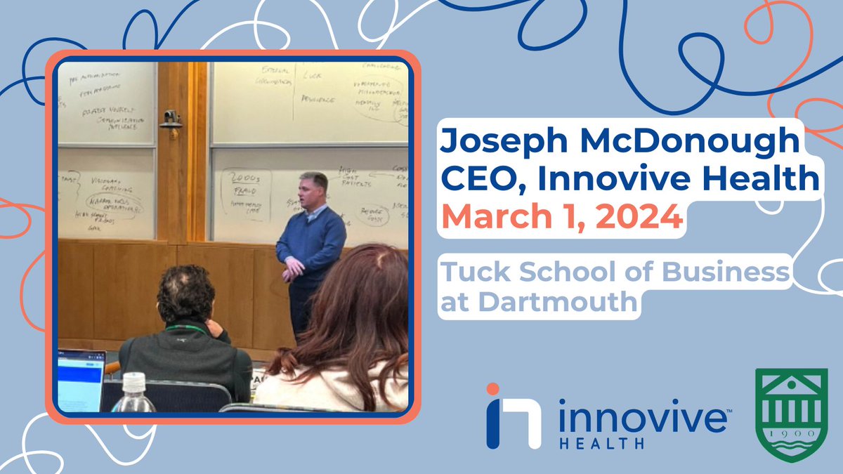 InnoviveHealth's tweet photo. This week, our CEO Joseph McDonough (Tuck MHCDS ‘17) will visit his alma mater – the @TuckSchool of Business at Dartmouth – to speak with #MHCDS students about the growing needs of behavioral health #patients & our work to provide data-driven home #healthcare services. https://t.co/ScwNvLaSmM