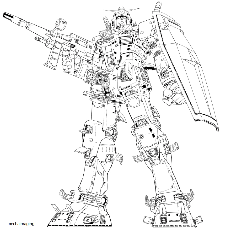 rx-78-2 robot mecha no humans monochrome solo science fiction white background  illustration images