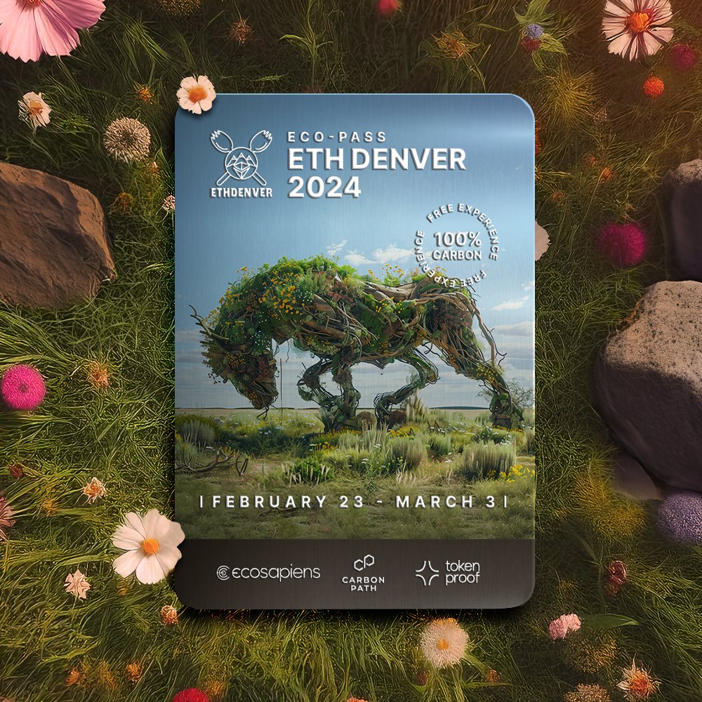 GM #ETHDenver guests, we’ve partnered with @Tokenproof and @Carbonpath_io to develop the Broncosapien NFT, a first of its kind “Ecopass'' that offsets 100% of your carbon footprint during the conference by capping oil wells in Denver’s own backyard. Enjoy a carbon-free trip and