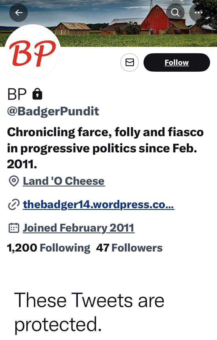 bywillpollock's tweet photo. if my alt Twitter suddenly became evidence of perjury I’d lock it down too, #Cheeseman @BadgerPundit https://t.co/m8iMZLKbgi