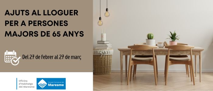 🏘Oberta la convocatòria d’ajuts al lloguer per a persones majors de 65 anys
🗓Els ajuts es poden tramitar del 27 de febrer al 27 de març
👉Documentació i requisits: tuit.cat/mj7UX