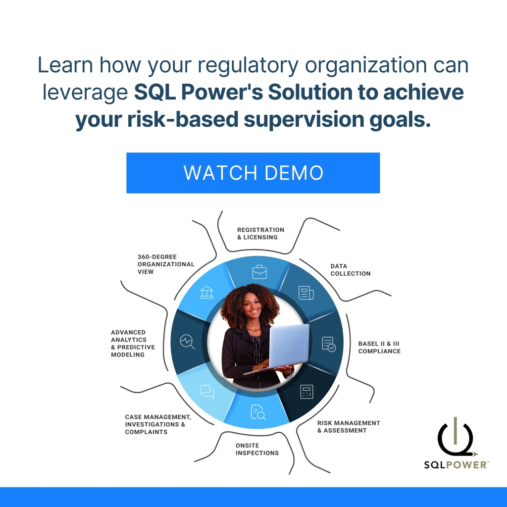 SQLPowerGroup's tweet image. We invite you to learn how your regulatory organization can leverage SQL Power's Solution to achieve your risk-based #supervision goals ➡️ sqlpowergroup.com/watch-demo/
#centralbanking #bankingsupervision #suptech #regtech #digitaltransformation #finreg #financialregulation