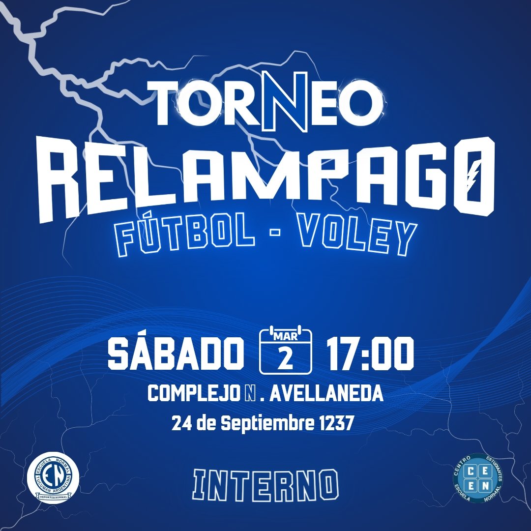 ceen_normal's tweet photo. Torneo Relámpago Interno⚽🏐
Vení y participa con tu equipo en el primer Torneo Relámpago del año!! Podes anotarte con los Secretarixs de Deportes hasta el jueves 29 de febrero. 
Cualquier consulta, no dudes en hablarnos. https://t.co/ZadsCB0YJh