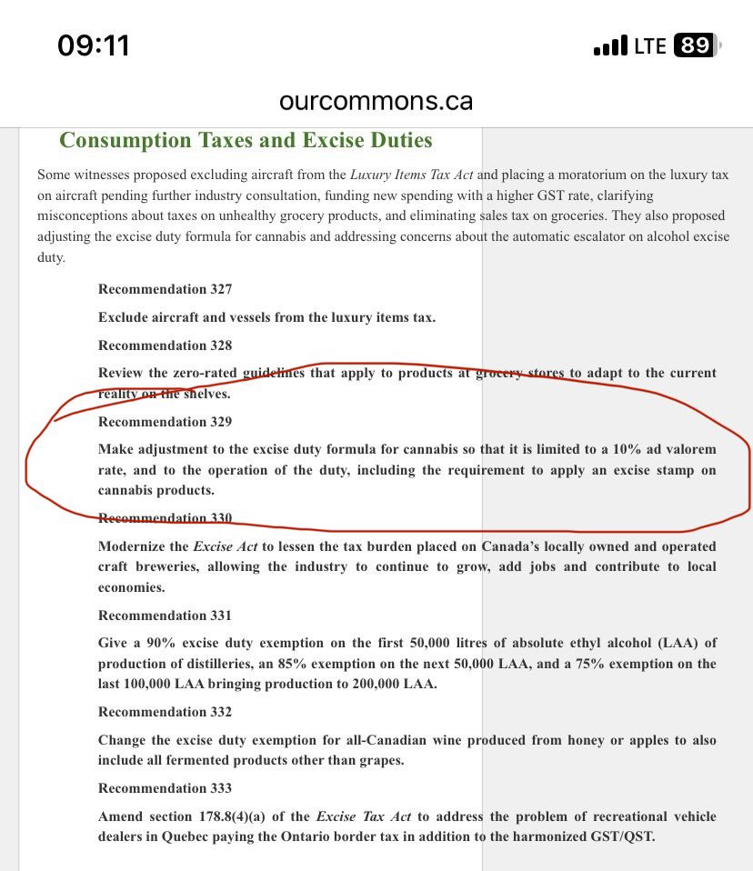 The House of Commons Standing Committee on Finance has called for adjustment to the cannabis excise tax formula so that it’s limited to a 10% ad valorem rate. Committee also calls for adjustment to requirement for excise stamp. Kudos to Sean Webster for the catch!