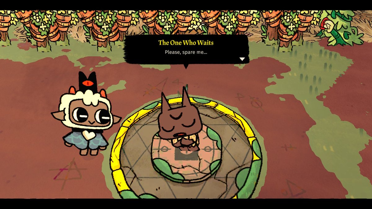 DannyLeeMoon's tweet photo. Finally beat the game #CultOfTheLamb #NintendoSwitch https://t.co/it7ivPMKGN