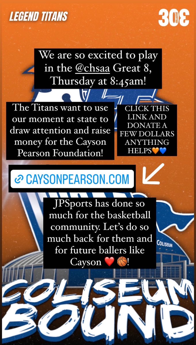 Can’t wait to play in the coliseum! Use this link to help support ! caysonpearson.com