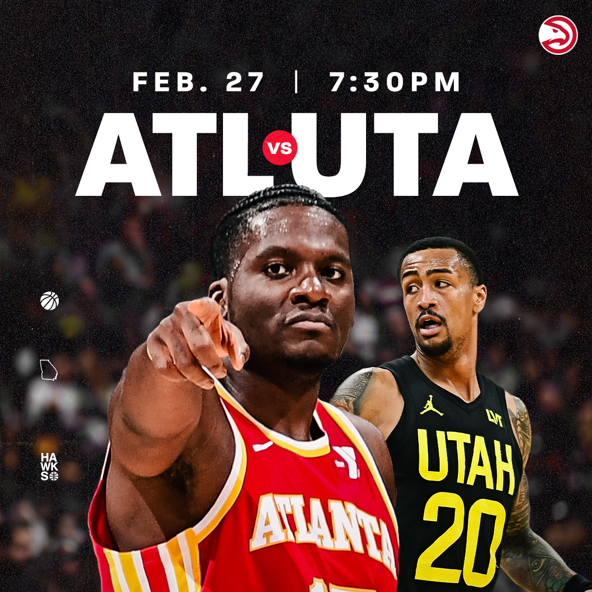 Final home game of the month 🎷

🆚 @utahjazz 
⏰ 7:30 PM ET
📍 @StateFarmArena 
📺 @HawksOnBally
🎙️ @929TheGame 
🎟️ bit.ly/3TbTOH8