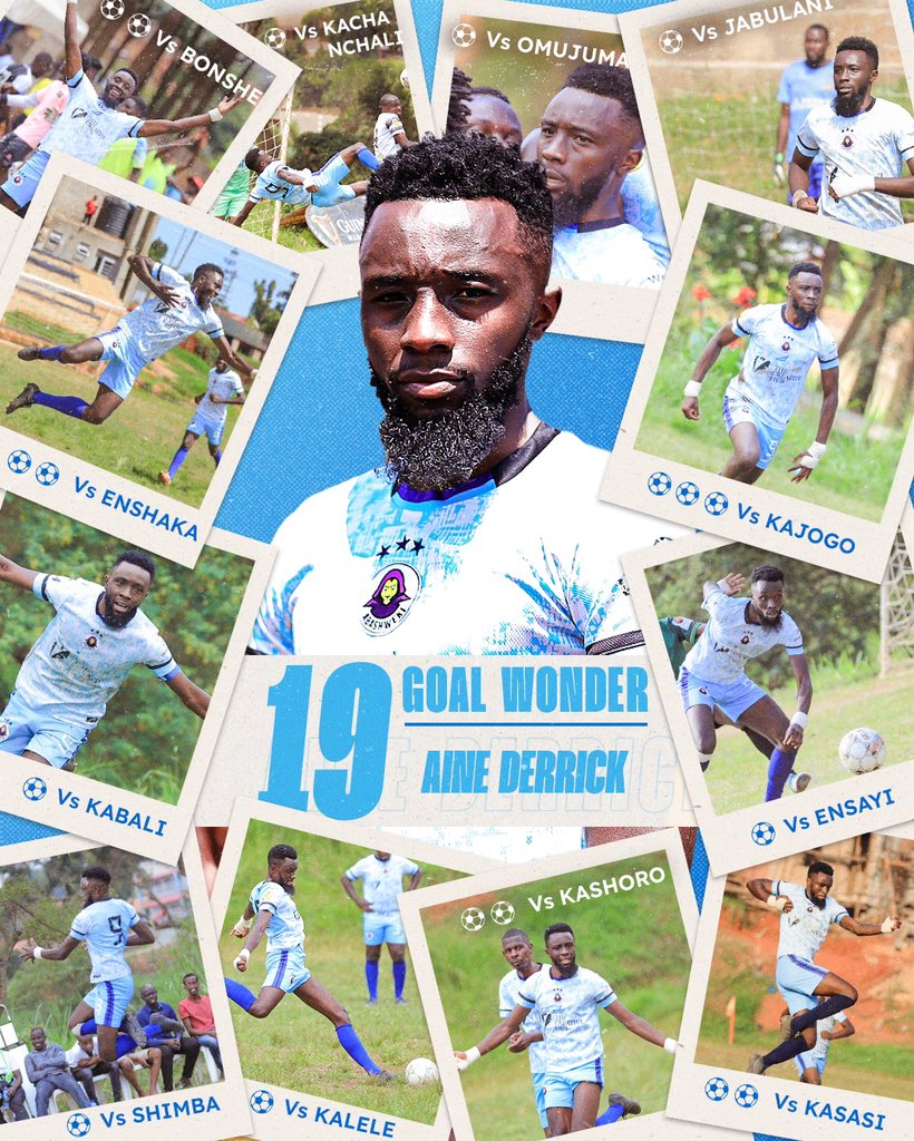 Abashwekyi's tweet photo. Our MVP for Season 14 @TheAineDerick netted 19 goals out of the 18 games played averaging a goal per game. We have delivered his flowers 😅
#Road2Kigali #WeRTheBashweki https://t.co/MB96Fo4IDl