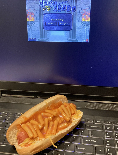 BesteSurvivor's tweet photo. @OldSchoolRS waiting for the servers to work so i decided to make myself some food https://t.co/F3Epa4EB5R