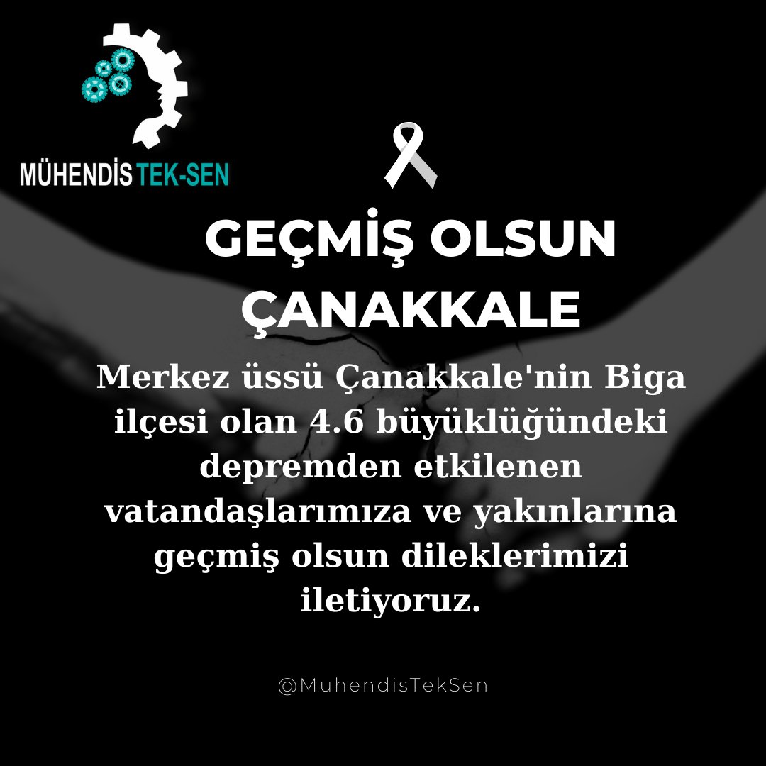 Depremden etkilenen vatandaşlarımıza ve yakınlarına geçmiş olsun dileklerimizi iletiyoruz. #MuhendisTekSen @MuhendisTekSen