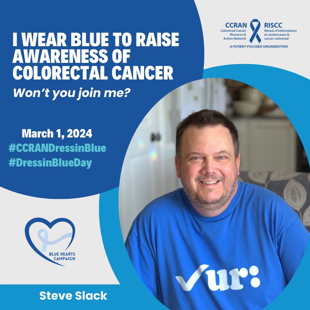March is Colorectal Cancer Awareness month and Friday March 1st is #dressinblue day for #colorectalcancer awareness.  I invite everyone to join me in dressing in blue this Friday to raise awareness. It can save the life of someone you love! #ccrandressinblue <a href="/ccranorg/">Colorectal Cancer Resource & Action Network</a>