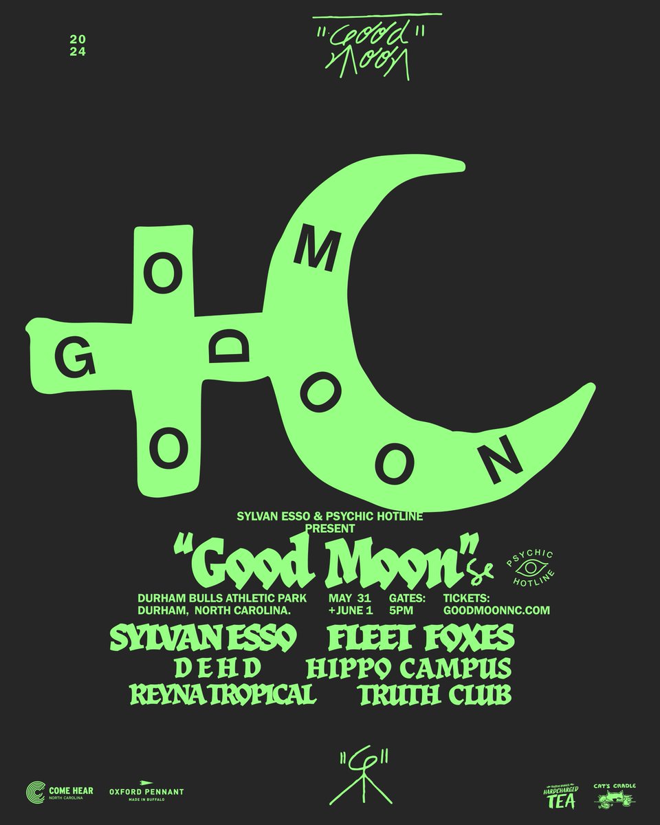 Excited to be announcing the first  @goodmoon_nc in Durham, NC May 31-June 1 at the Durham Bulls Athletic Park. 🌜 Weekend passes are on-sale now! goodmoonnc.com