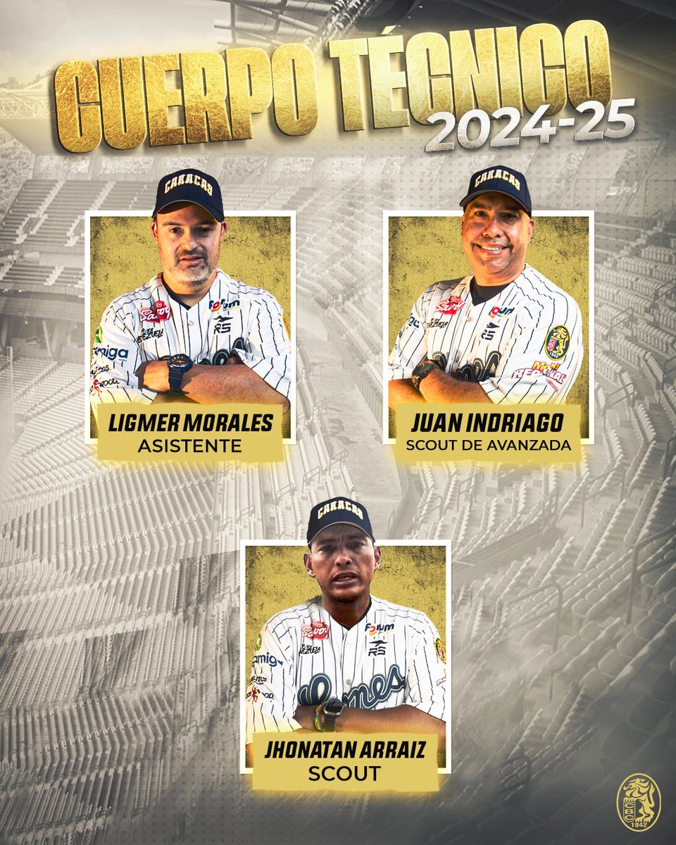 ¡Enfocados en la Temporada 2024-2025! 🦁

Así estará conformado nuestro cuerpo técnico 🔝⚾️

✅ Manager: José Alguacil
✅Coach de banca: Hensley “Bam Bam” Meulens 
✅Coach de pitcheo: Jorge Moncada
✅Coach especial de pitcheo: Wilson Álvarez 
✅Coach de bateo: Carlos “Beto”