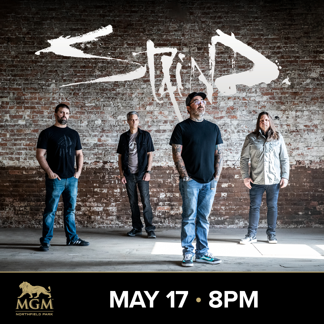 Just announced! Stained brings a rockin' show to MGM Northfield Park on May 17, 2024. #LIVEatCenterStage On sale Friday at 10AM: spr.ly/6015n4zxX