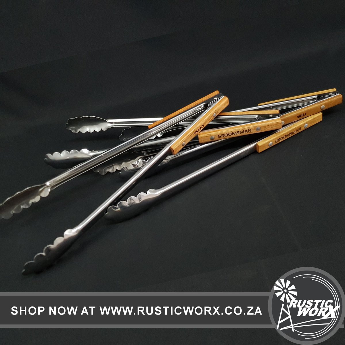 Elevate your grilling game and savor every bite with our custom engraved Braai Tongs. 🍖🔥✨ 
 
Contact us on sales@rusticworx.co.za or see our website rusticworx.co.za 
to order yours now!

#Engraved #BraaiTongs #Braai #BraaiMaster #CustomGifts #RusticWorx