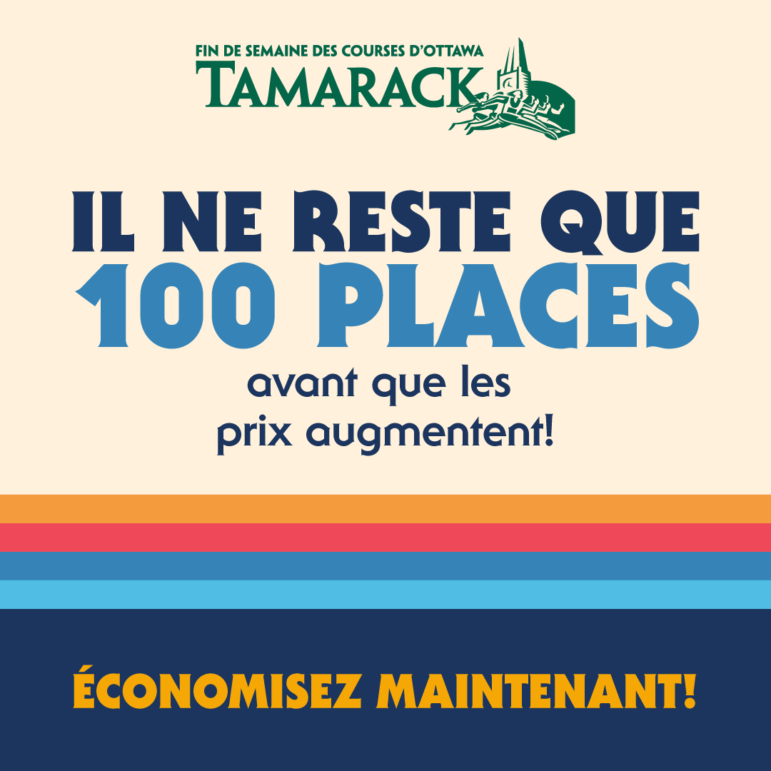 OttawaRaceWknd's tweet photo. Il reste seulement 100 places disponibles dans le présent bloc de prix! C’est votre dernière chance de vous inscrire avant la hausse des frais d’inscription! Faites vite! Inscrivez-vous maintenant, avant que les frais d’inscription augmentent! https://t.co/Ob9eY94zXw https://t.co/ej1j1Er7df