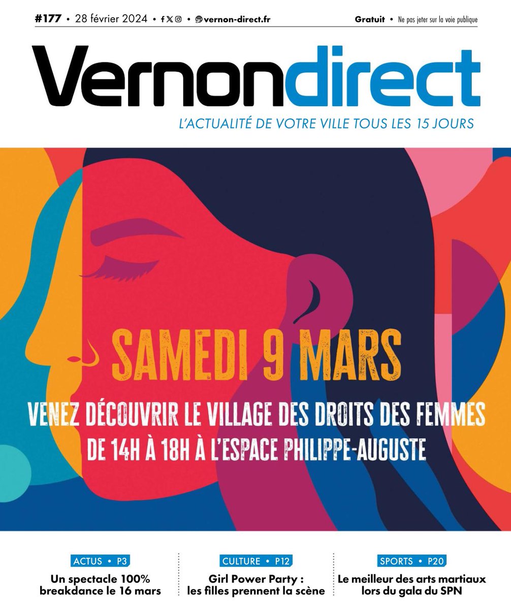 𝗩𝗲𝗿𝗻𝗼𝗻 𝗗𝗶𝗿𝗲𝗰𝘁 𝗻°1️⃣7️⃣7️⃣ 𝗲𝘀𝘁 𝗲𝗻 𝗹𝗶𝗴𝗻𝗲 ! Samedi 9 Mars : Venez découvrir le village des Droits des Femmes de 14h00 à 18h00 à l’Espace Philippe-Auguste ☀️ - Actus : Un spectacle 100% breakdance le 16 mars 🪩 - Culture: Girl Power Party : les filles prennent