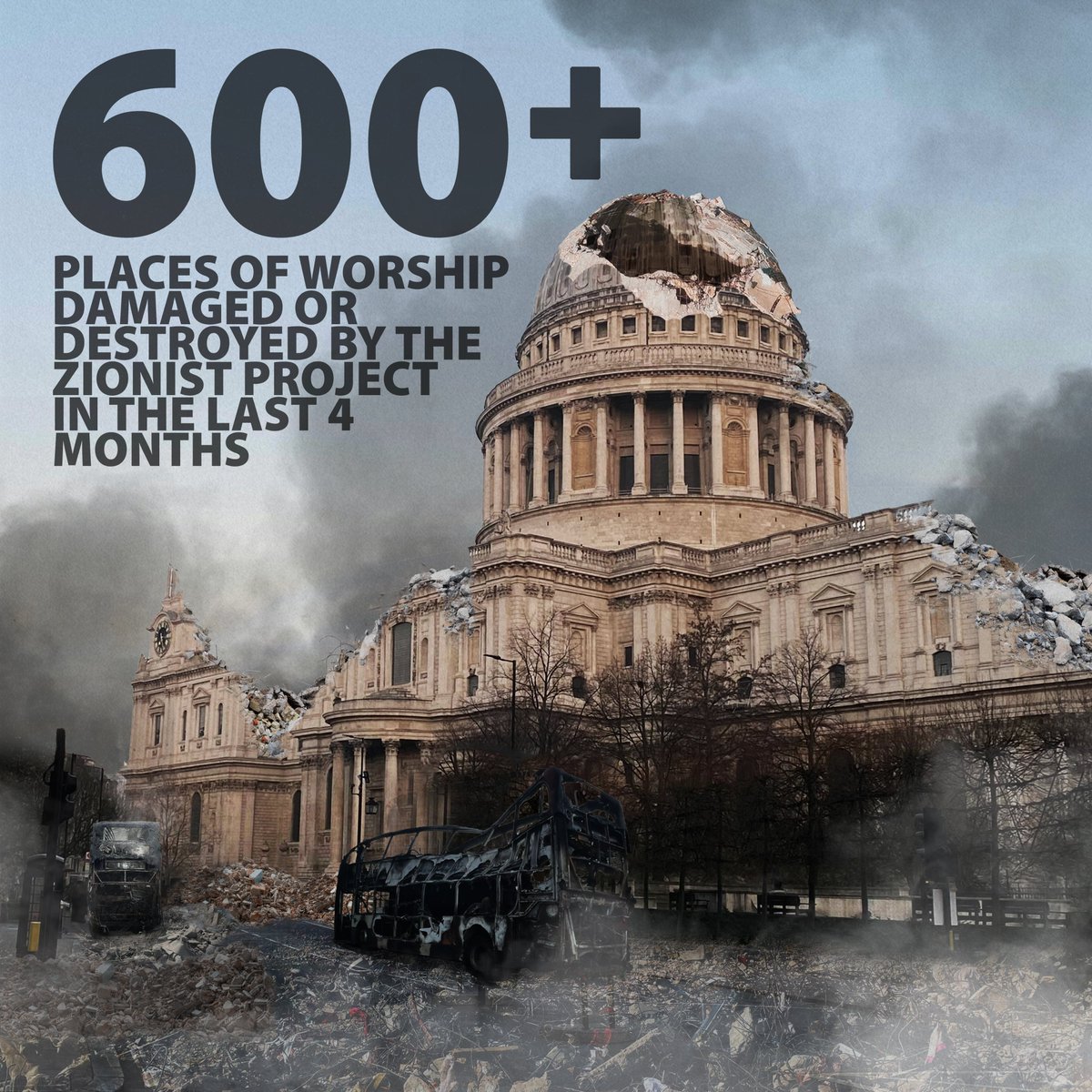 rakecollective's tweet photo. Between October ‘23 and February ‘24, the zionist project bombed at least 613 mosques - 208 of which were completely destroyed - and 3 churches in Gaza https://t.co/jacekO9uFN https://t.co/xCvXQJ8p7J