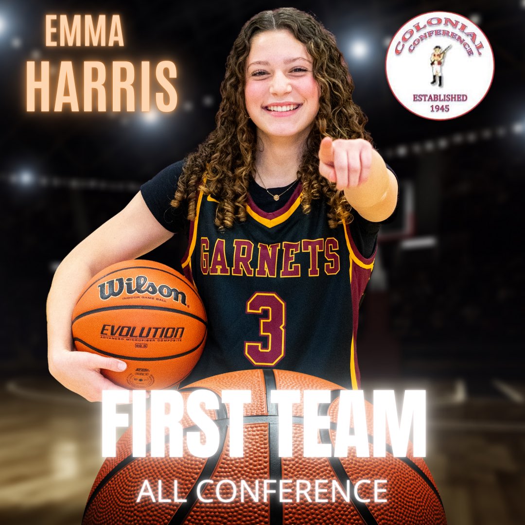 🟡🏀🔴Congratulations to Emma Harris for being selected First Team All Colonial Conference!🔴🏀🟡