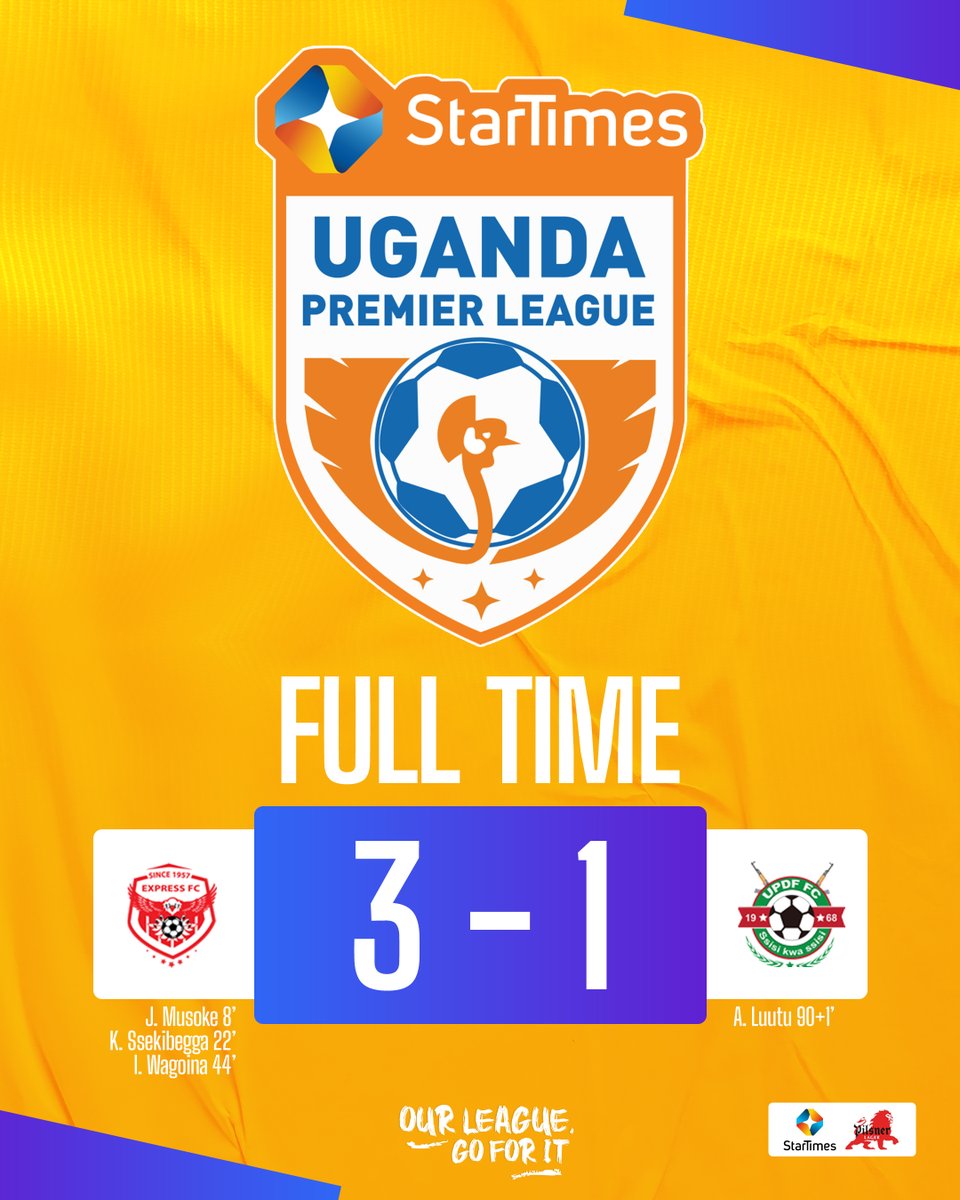 UPL's tweet photo. Full time! ⏰

Express FC 3-1 UPDF FC

#EXPUPD | #StarTimesUPL https://t.co/oBcRHjtlgL